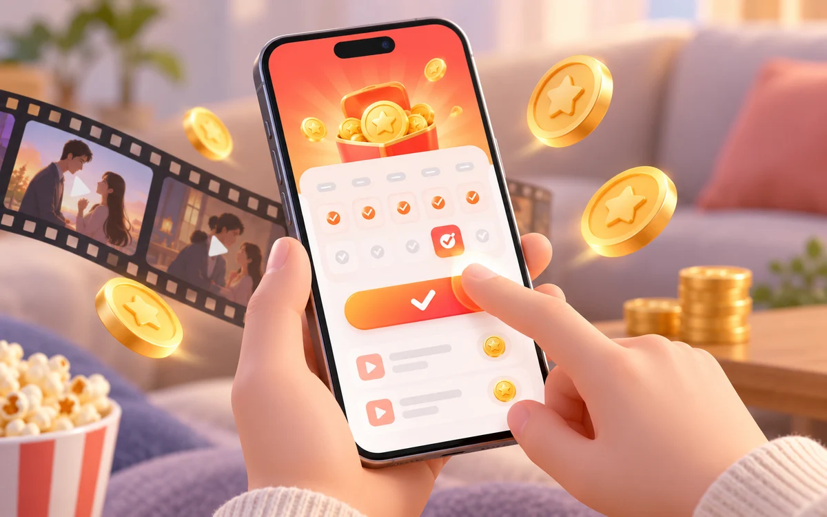 红果短剧app下载 - 签到看剧赚金币界面